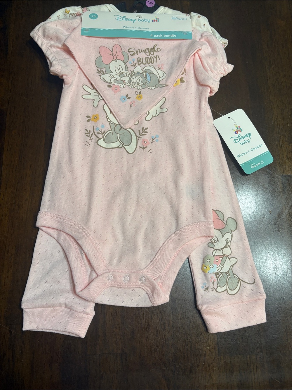 Disney Pink Minnie Mouse Snuggle Buddy & Winnie the PoohBodysuits -LOT-
